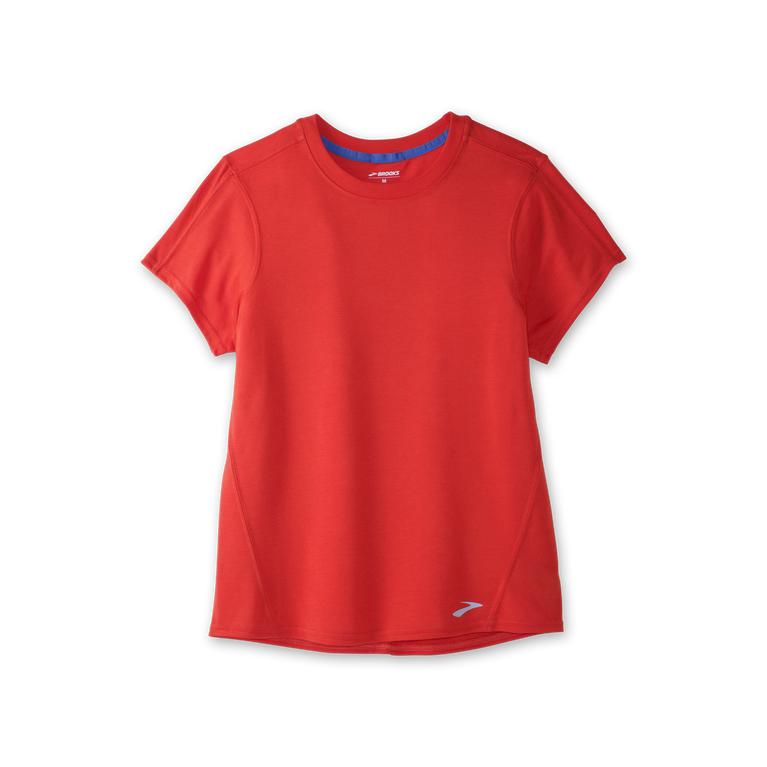 Brooks DISTANCE Short Sleeve Running Shirt Womens Sale - Jamberry/Red (WJK783642)